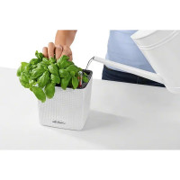 Кашпо для цветов Lechuza Кьюб колор 13580 с автополивом ø16 см пластик белый