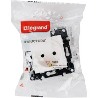 Розетка встраиваемая Legrand Structura с заземлением со шторками цвет белый