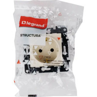 Розетка встраиваемая Legrand Structura с заземлением со шторками цвет слоновая кость