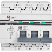 Дифференциальный автомат EKF АД-32 3P N C40 А 30 мА 4.5 кА АС