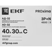 Дифференциальный автомат EKF АД-32 3P N C40 А 30 мА 4.5 кА АС