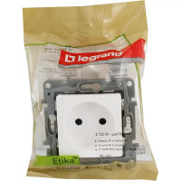Розетка без заземления - Legrand Etika - со шторками 16А 250В винтовые зажимы - белый