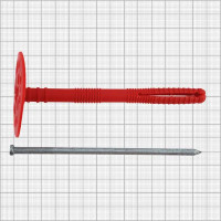 Дюбель для изоляции 10х140 мм с металлическим гвоздем полипропилен цвет красный 250 шт.