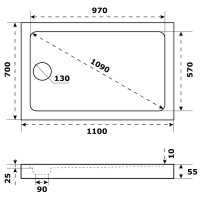 Душевой поддон Slim акрил 110x70 см