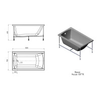 Ванна Ницца акрил 120x70 см с каркасом