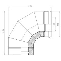 Сэндвич-колено Металлик и Ко 90° D115x200 мм 430/0.8 мм