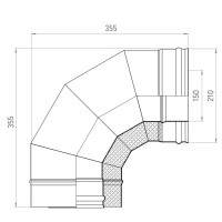 Сэндвич-колено Металлик и Ко 90° D150x210 мм 430/0.8 мм