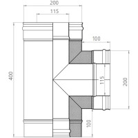 Сэндвич-тройник Металлик и Ко 90° 430/0.8 мм D115x200 мм