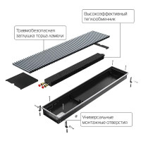 Конвектор внутрипольный Royal Thermo Atrium 90x250x1000 мм цвет серый