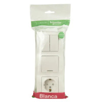 Блок выключатель с розеткой встраиваемый Schneider Electric Blanca 3 клавиши с заземлением с подсветкой цвет белый