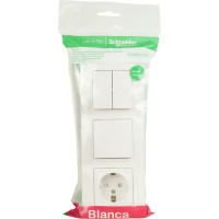 Блок выключатель с розеткой встраиваемый Schneider Electric Blanca 3 клавиши с заземлением цвет белый