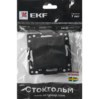 Переключатель встраиваемый EKF Стокгольм EZV10-027-20 2 клавиши цвет черный
