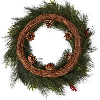 Декоративное украшение Венок рождественский 60 см цвет зеленый