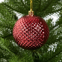Елочное украшение Шар с объемным узором Christmas ø8 см цвет розовый