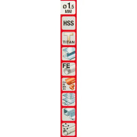 Сверло спиральное по металлу HSS KWB 238-615 1.5x40 мм