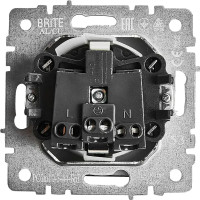 Розетка встраиваемая IEK Brite РСбш10-3-БрГ с заземлением с крышкой и шторками цвет графит