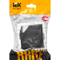 Розетка встраиваемая IEK Brite РСбш10-3-БрГ с заземлением с крышкой и шторками цвет графит