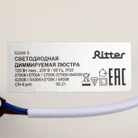 Люстра потолочная светодиодная диммируемая Ritter Etro 52008 5 с д/у 120 Вт 38 м² регулируемый белый свет цвет белый