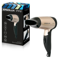 Фен Ergolux Pro ELX-HD01-C64, со складной ручкой, 1200 Вт, цвет черный/золотой