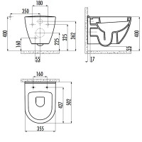 Комплект инсталляция с унитазом Creavit Terra TP325-11CB00E-0000, с микролифтом, клавиша цвет хром