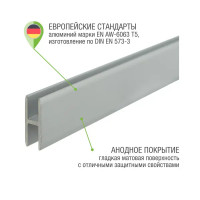 H-профиль Alberts 8.9х20x1.5x2000 мм, алюминий