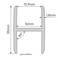 H-профиль Alberts 19.5x30x1.8x2000 мм, алюминий