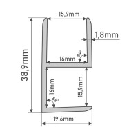 Профиль угловой Alberts 19.5x38.9x1.8x2000 мм, алюминий