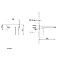 Смеситель для раковины Frap Arne F12204-6, скрытый монтаж, однорычажный, цвет черный