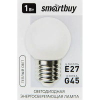 Лампа светодиодная Smartbuy Matte G45-01W/3000/E27 E27 220 В 1 Вт шар малый 80 лм цвет света теплый белый