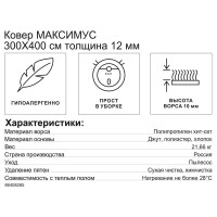 Ковер полипропилен Максимус L042 300x400 см цвет бежевый