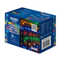 Гирлянда светодиодная занавес Uniel электрическая 3x2 м разноцветный свет 8 режимов 160 ламп цвет прозрачный