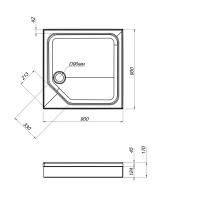Душевой поддон AM.PM Flash W9HT-403-090BT1 квадратный акриловый 90x90 см ножки в комплекте цвет черный