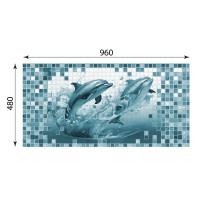 Стеновая панель ПВХ Мозаика океан 960x480x0.3 мм 0.46 м²