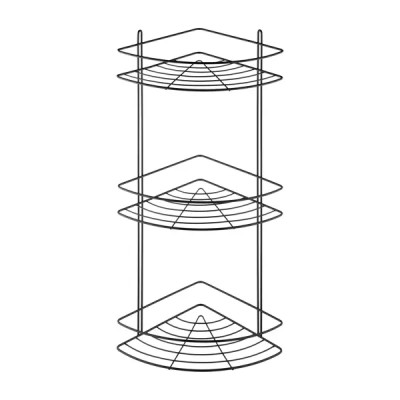 Полка для душа ЧМЗ Практик угловая 3 яруса цвет черный матовый