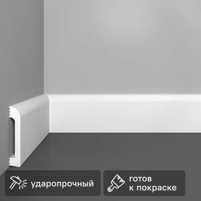 Плинтус настенный/потолочный полистирол ударопрочный Modern-1 белый 15x80x2000 мм