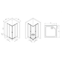 Душевой уголок AM.PM Moxie W9MG-403-090-MT квадратный 90x90 см хромированный профиль прозрачное стекло раздвижной