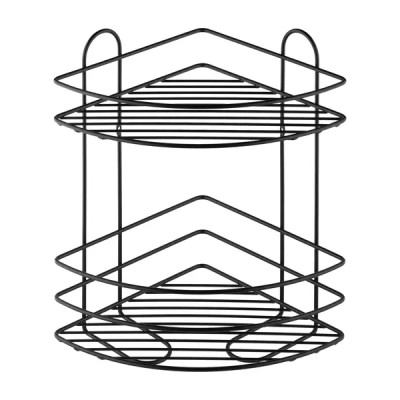 Полка для душа ЧМЗ Лидер 501-005-32 угловая 2 яруса цвет черный