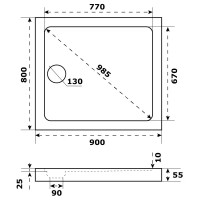 Душевой поддон Slim акрил 90x80 см