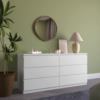 Комод Альма 6 ящиков 159x73.9x48.2 см ЛДСП цвет белый