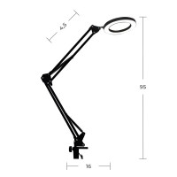 Лампа настольная светодиодная Diopro 13 Вт светильник-лупа струбцина регулируемый белый свет цвет черный
