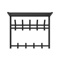 Вешалка настенная для одежды с полкой Торонто 22 14 крючков 67x51.5x27 см цвет черный