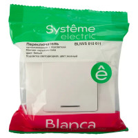Переключатель встраиваемый Schneider Electric Blanca 1 клавиша с подсветкой цвет белый