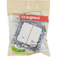 Выключатель двухклавишный с подсветкой/индикацией - Legrand Etika - 10А 250В безвинтовые зажимы - слоновая кость