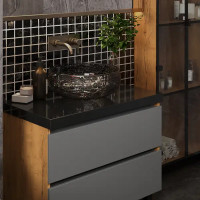 Раковина накладная Glass 41 см цвет черный