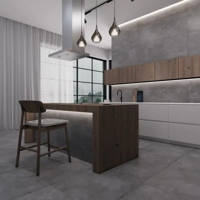Глазурованный керамогранит Arcadia Ceramica Cement Gris 60x120 см 1.44 м² матовый цвет серый