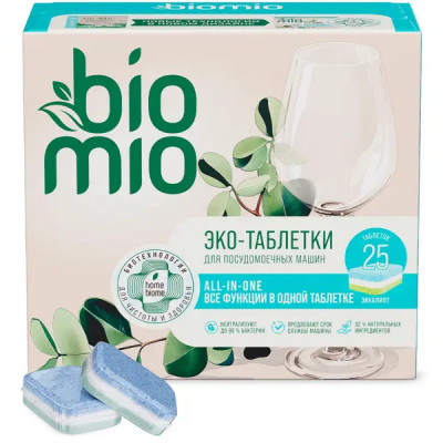 Экологичные таблетки для посудомоечной машины Bio Mio 25 шт