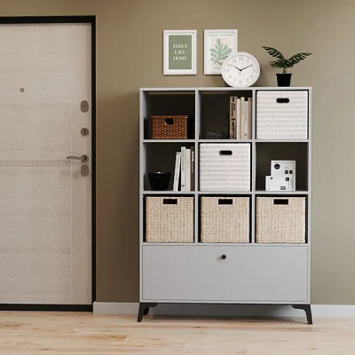 Стеллаж Kub Моно 9 секций 105x140x31.7 см ЛДСП цвет серый