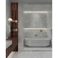 Глазурованный керамогранит Arcadia Ceramica Onyx White Cloud 60x120 см 1.44 м² глянцевый цвет светло-серый
