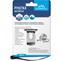 Рулетка Vertextools с магнитным наконечником 7.5 м x 25 мм