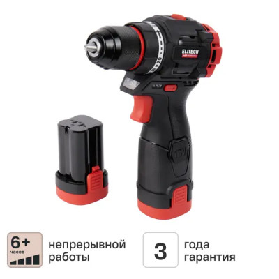 Дрель-шуруповерт аккумуляторная Elitech CD 16L2, 16 В Li-ion 2x2 Ач